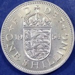 1954 UK shilling value, Elizabeth II, English reverse