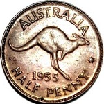 1955 Australian halfpenny value