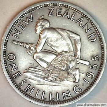 1955 New Zealand shilling reverse
