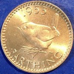 1955 UK farthing value, Elizabeth II