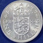 1955 UK shilling value, Elizabeth II, English reverse
