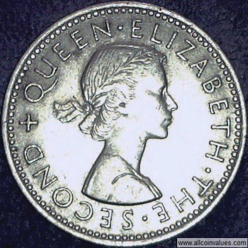 1956 New Zealand shilling obverse