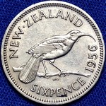 1956 New Zealand sixpence