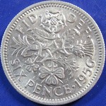 1956 UK sixpence value, Elizabeth II
