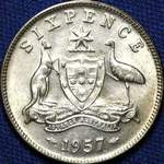 1957 Australian sixpence