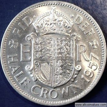 Circulated British 1957 Half Crown Coin Great Britain Coins for collectors
