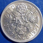 1957 UK sixpence value, Elizabeth II
