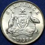 1958 Australian sixpence