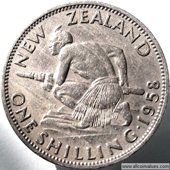 1958 New Zealand shilling reverse