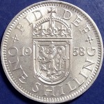 1958 UK shilling value, Elizabeth II, Scottish reverse