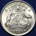 1959 Australian sixpence