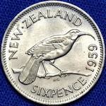 1959 New Zealand sixpence