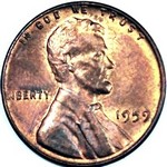 1959 P US penny, Lincoln memorial