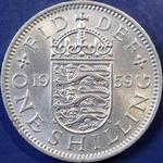 1959 UK shilling value, Elizabeth II, English reverse