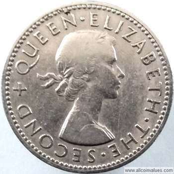 1961 New Zealand shilling obverse