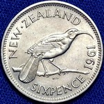 1961 New Zealand sixpence
