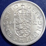 1961 UK shilling value, Elizabeth II, English reverse