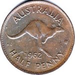 1962 Australian halfpenny value