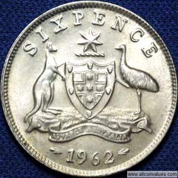 Stædig hestekræfter Se tilbage 1962 Australian sixpence value