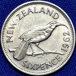1962 New Zealand sixpence