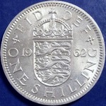 1962 UK shilling value, Elizabeth II, English reverse