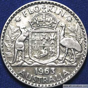 very Nice 1963 Australian Silver 2/ TWO Shilling Florin QEII UNCIRCULATED 
