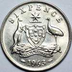 1963 Australian sixpence
