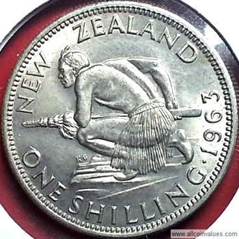 1963 New Zealand shilling reverse