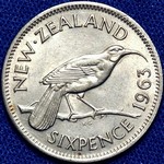 1963 New Zealand sixpence