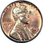 1963 P US penny, Lincoln memorial