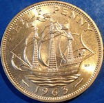 1963 UK halfpenny value, Elizabeth II