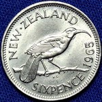 1965 New Zealand sixpence
