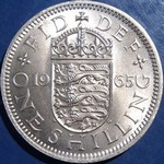 1965 UK shilling value, Elizabeth II, English reverse