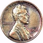1966 P US penny, Lincoln memorial