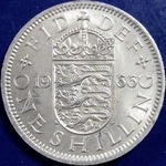 1966 UK shilling value, Elizabeth II, English reverse