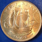 1967 UK halfpenny value, Elizabeth II