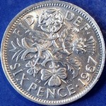 1967 UK sixpence value, Elizabeth II