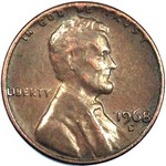 1968 D US penny, Lincoln memorial