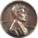 1968 P US penny, Lincoln memorial