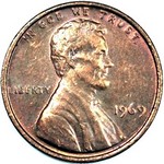 1969 P US penny, Lincoln memorial