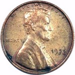 1972 P US penny, Lincoln memorial