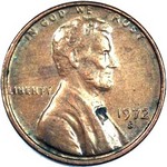 1972 S US penny, Lincoln memorial