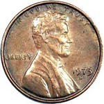 1973 S US penny, Lincoln memorial
