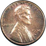 1974 D US penny, Lincoln memorial