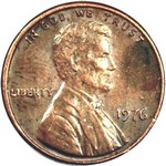 1976 P US penny, Lincoln memorial