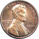 1980 D US penny, Lincoln memorial