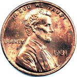 1981 P US penny, Lincoln memorial