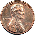 1982 P US penny, Lincoln memorial, zinc, large date