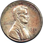 1984 P US penny, Lincoln memorial