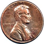 1985 P US penny, Lincoln memorial